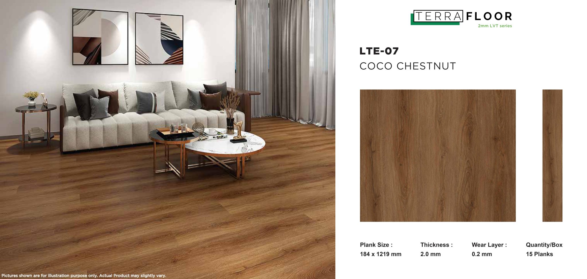 VINYL TERRA FLOOR 2 MM | COCO CHESNUT | LTE 07 - Pilar8